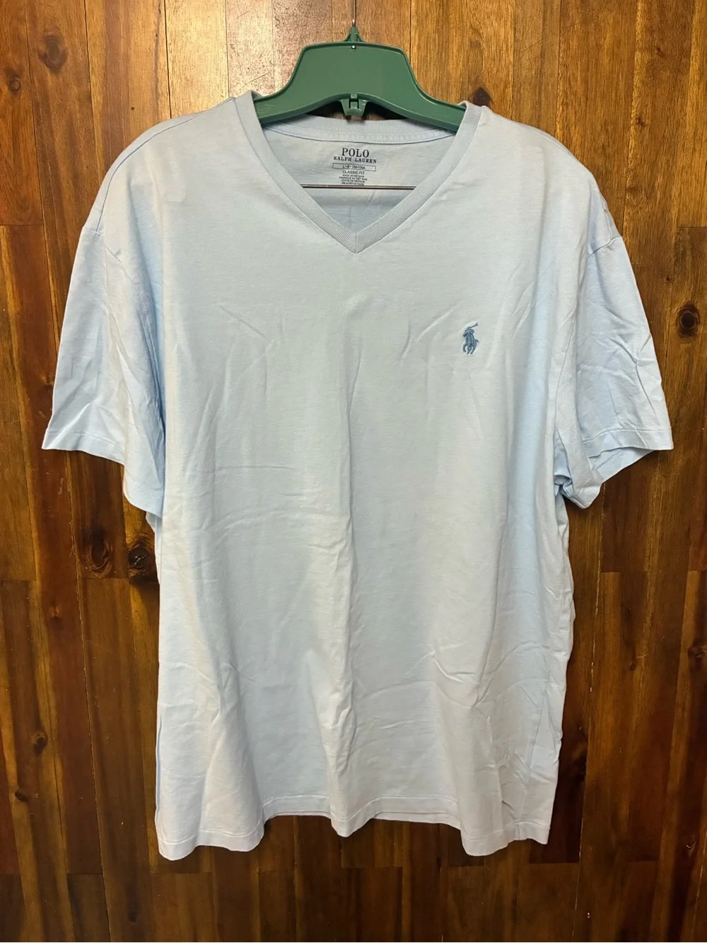 Polo by Ralph Lauren Light Blue V-Neck Pocket Logo Tee (L)